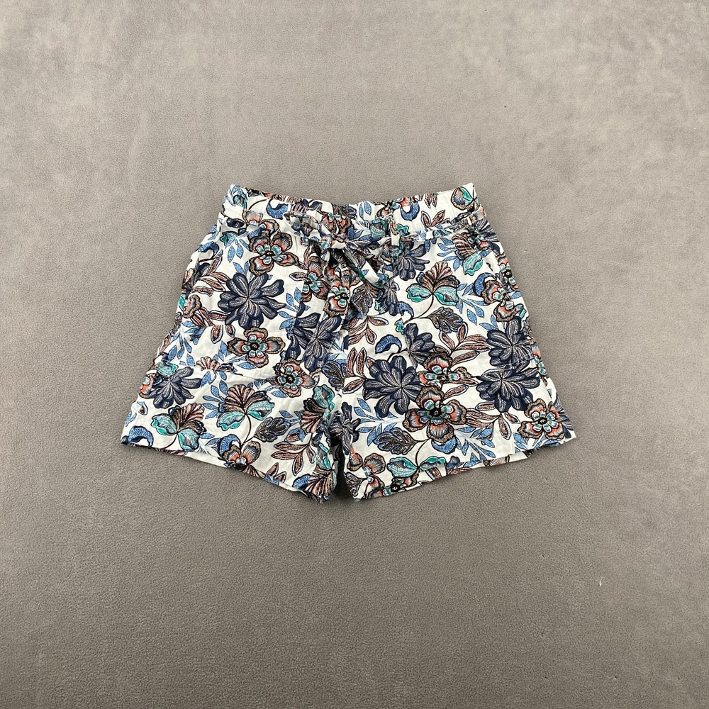 A.N.A Shorts Womens Small Multicolor Floral Linen High Rise Drawstring